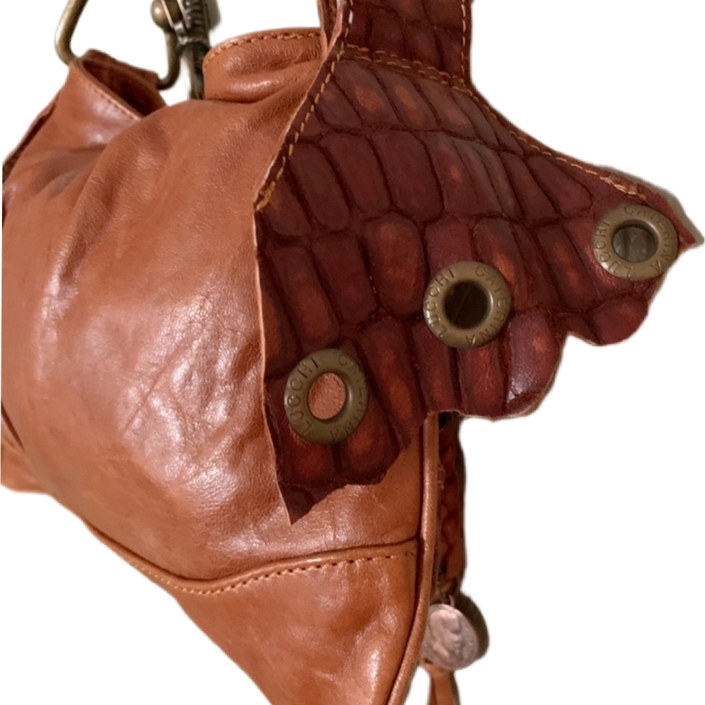 NWOT Rare Caterina Lucchi Boho Vintage Croc Leather with Coin Emb. Handbag - Picture 5 of 9